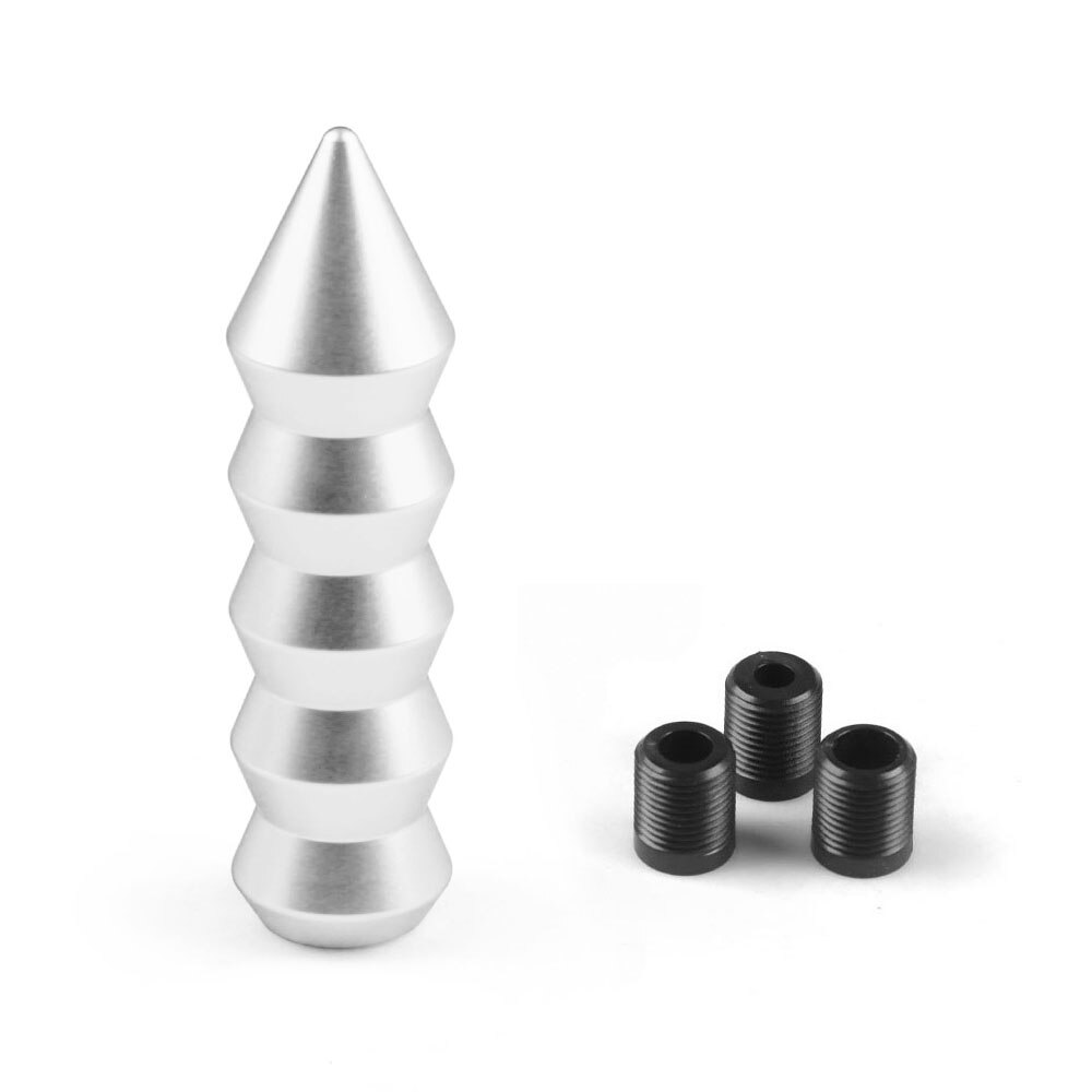 Universal 146MM Gear Shift Knob Pointed End Cone Manual Transmission Aluminum Shifter Lever Knob Gear Bamboo Style: Silver