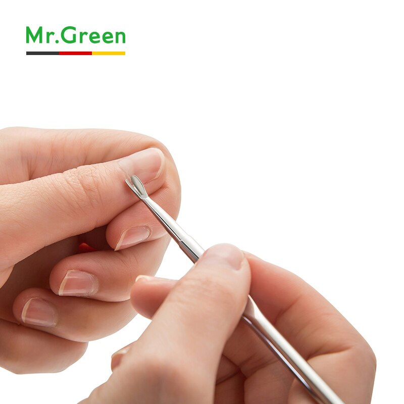 Mr.green rustfrit stål neglebåndsfjerner dobbeltsidet finger død hud push negle neglebånd pusher manicure pedicure pleje værktøj