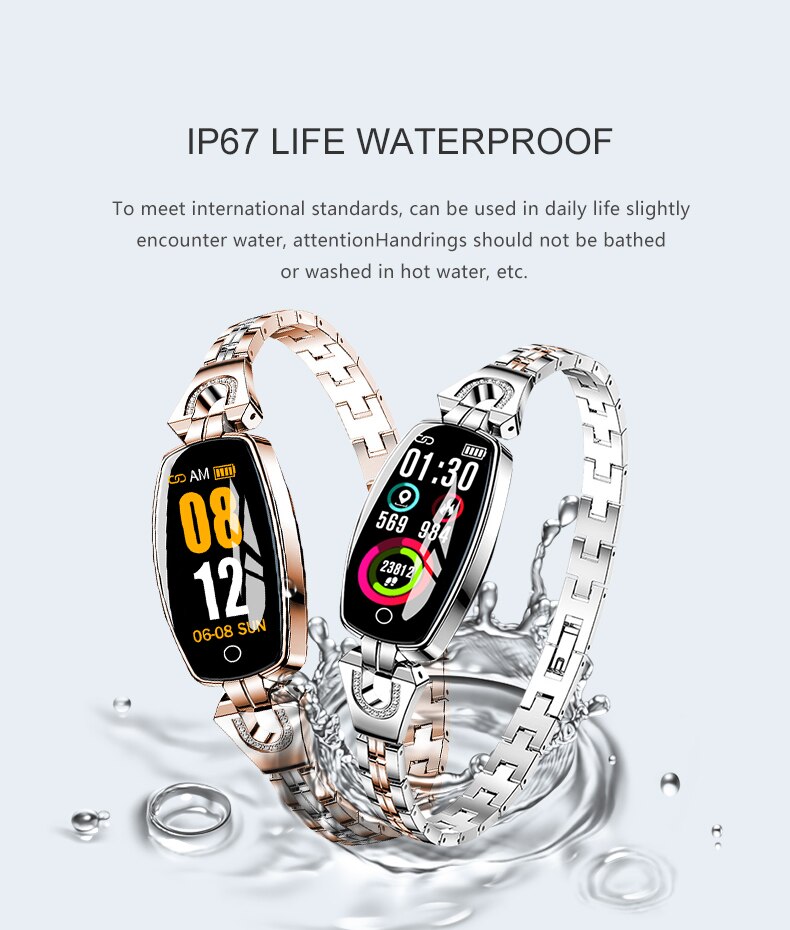 Bluetooth dameshorloge, hartslagmeter, fitnesstracker, smartwatch, app-ondersteuning voor android, ios, pk  q8 q9