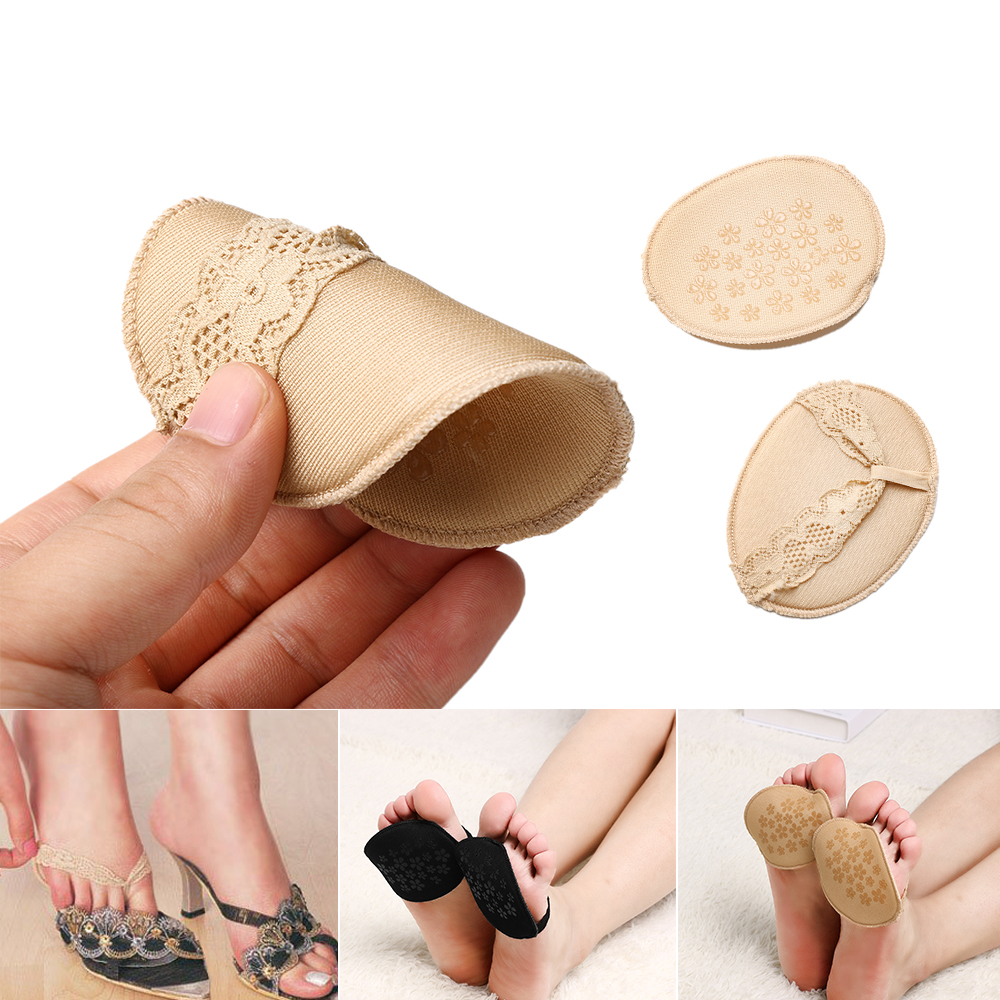1 paar Frauen Damen bequem Spitze Schwamm Vorfuß Einlegesohlen unsichtbar Hohe Schuhe Mit Hohen Absätzen/Rutschfeste Halbe Hof Pads schwarz