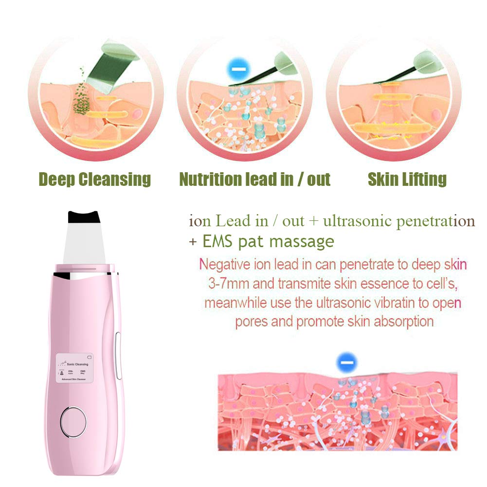 Ultralyd hudscrubber eksfoliering ansikt hud peeling cleaner ems lifting stramming blackhead remover porer dyprensende verktøy