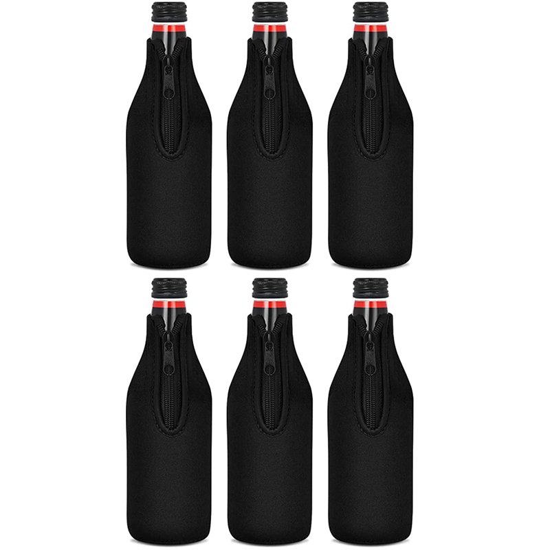 Beer Bottle Cooler Sleeves Keep Drink Cold Zip-Up Extra Thick Neoprene Insulated Sleeve Cover Black: Light Yellow