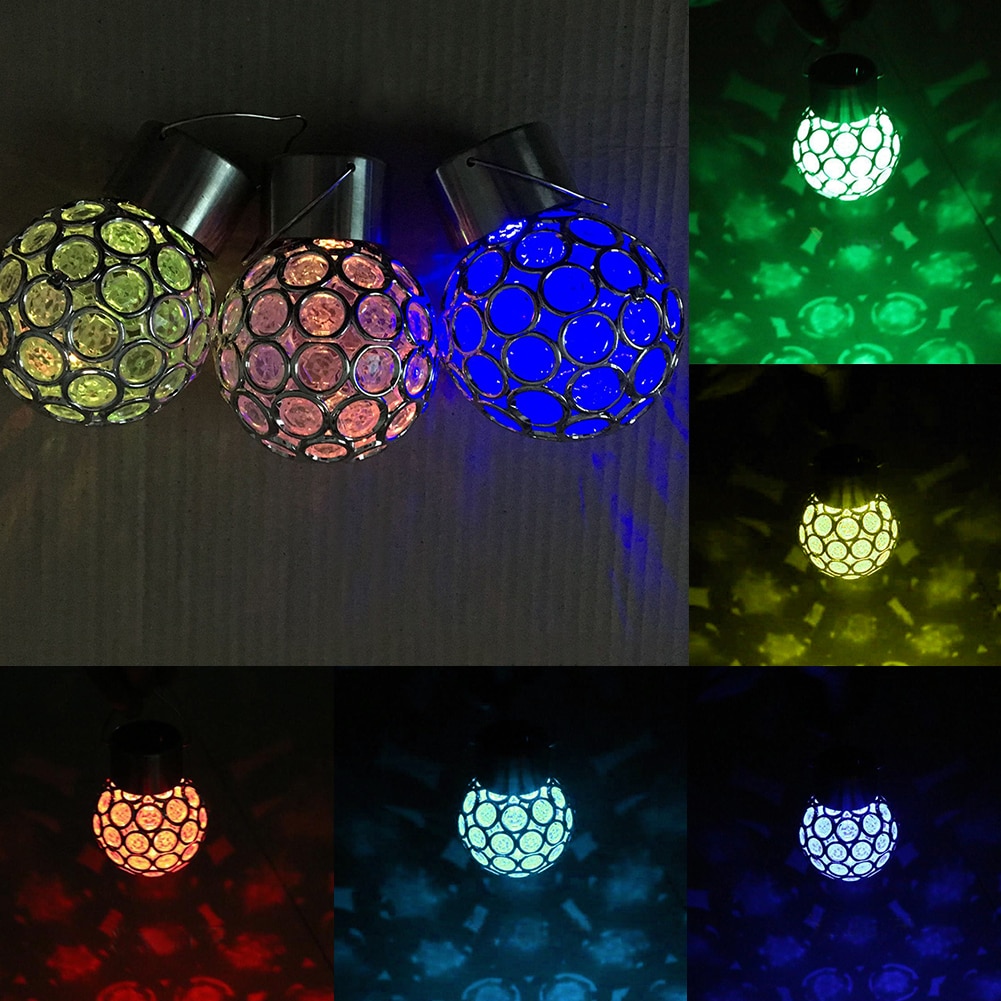 7 couleurs lampe solaire jardin accrocher paysage extérieur LED qui change de couleur lampe