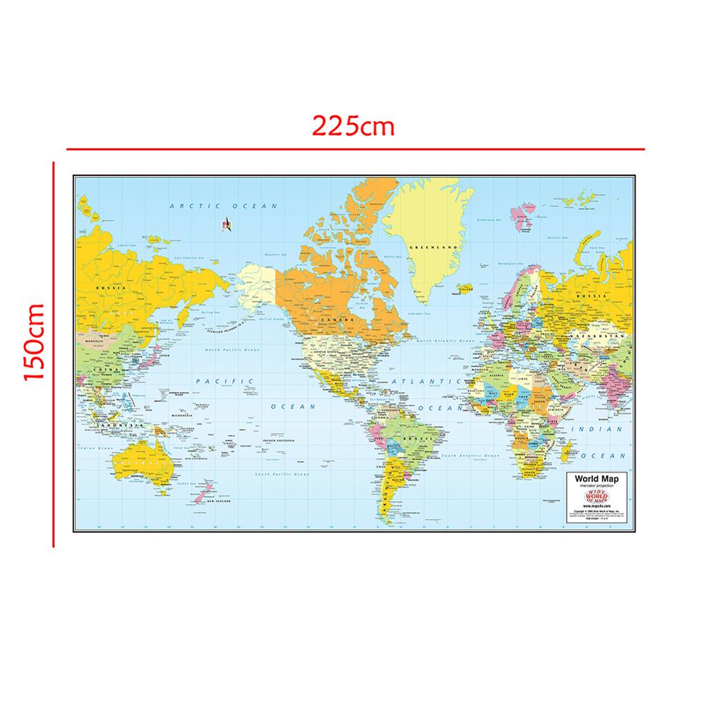De Wereldkaart Mercator Projectie Zonder Nationale Vlag Voor Reizen En Reis 150x225cm