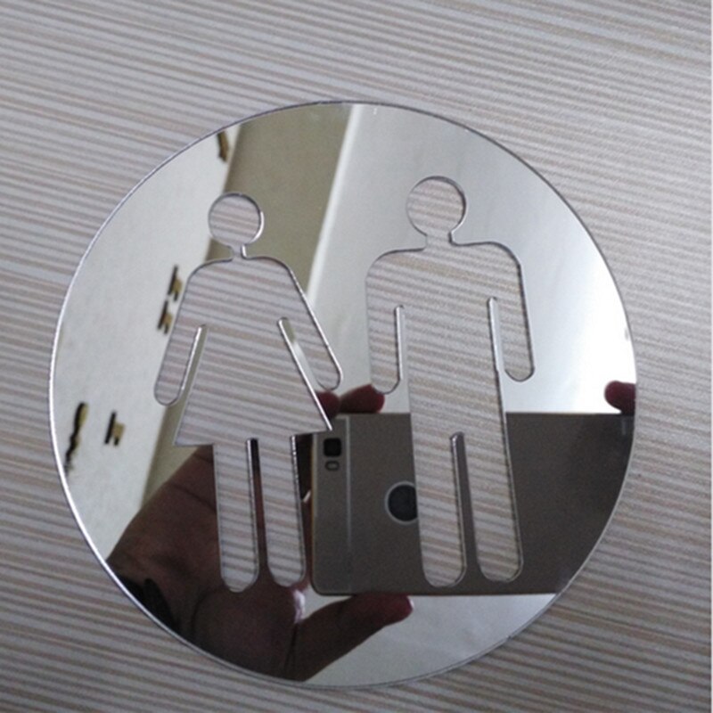 3D Acrylic Bathroom Mirror Stickers Woman&Man Toilet Sign Mirror Wall Sticker Home Hotel Washroom Door Sign Mirror Sticker