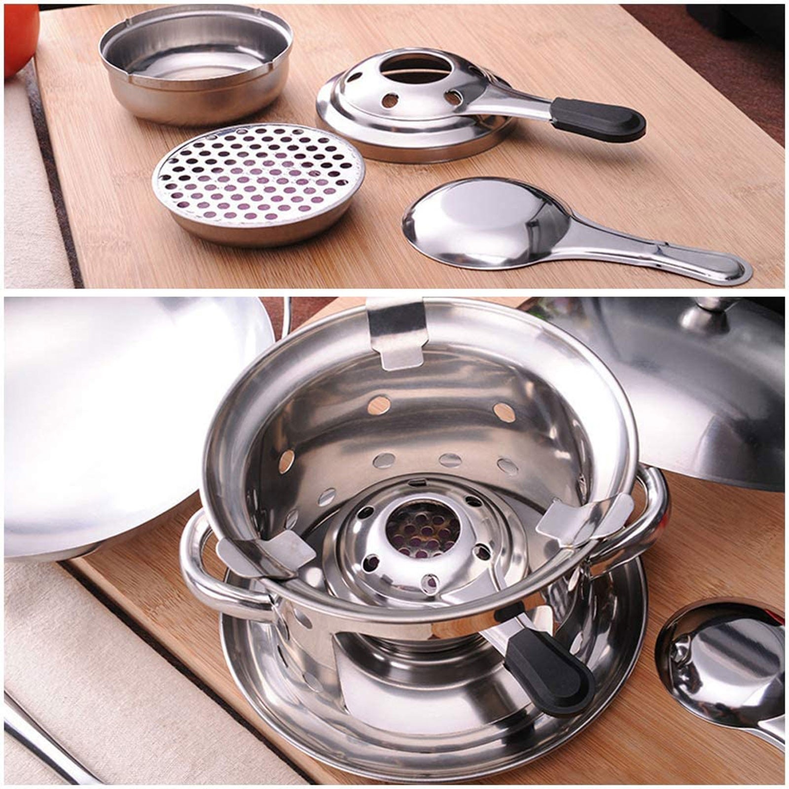 T# Portable Alcohol Stove Paste Burner Stainless Steel Mini Alcohol Stove Mini Equipment Kitchen Camping Stove Lighter Stove