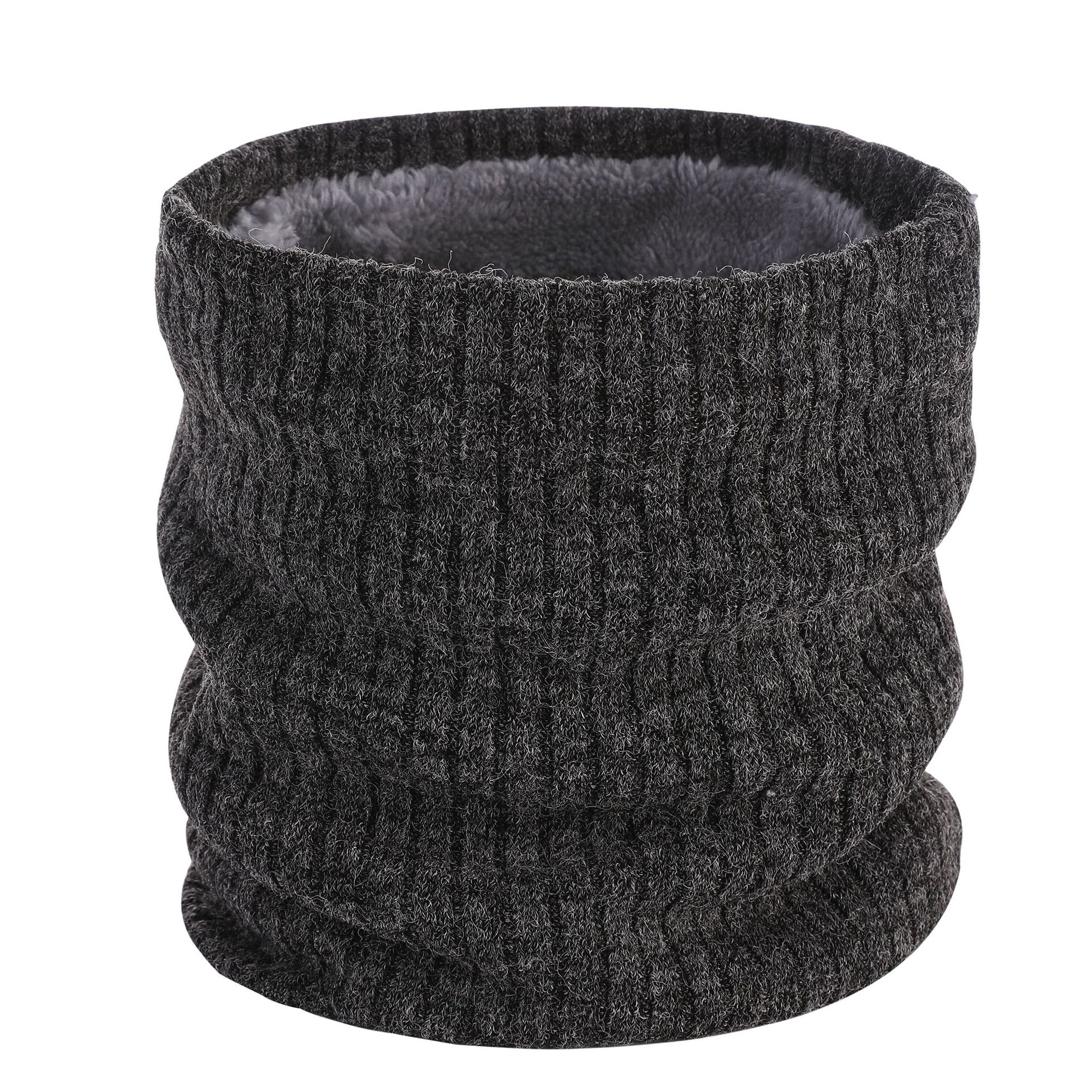 Winter Knitted Plush Thick Neck Scarf Women Men Cashmer-Like Collar Warm Rings Scarves Outdoor Sport Men Collar Infinity Snood: Dark Grey