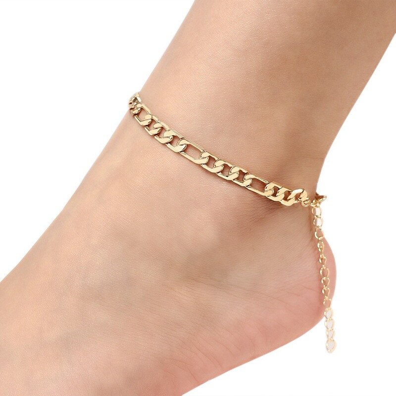 Zomer Dikke Ketting Enkelband Voor Vrouw Bohemian Gold Sliver Kleur Sandy Shining Strand Schoeisel Been Armband Vrouwelijke Voet Sieraden