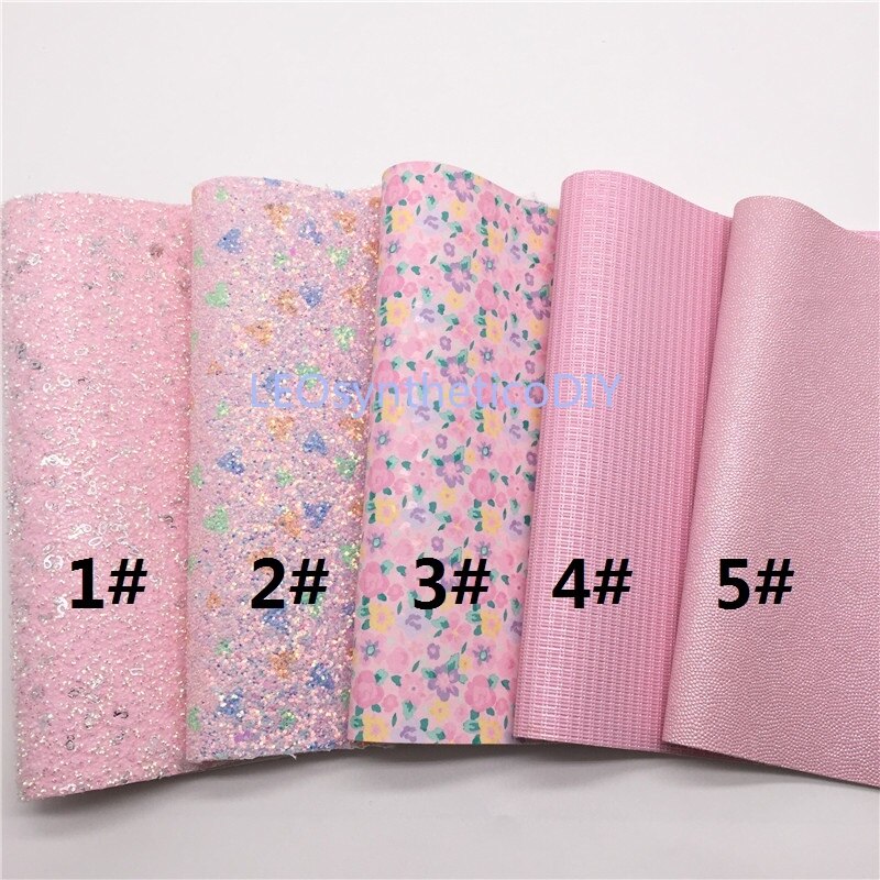 1pc 21 x 29cm roze glitterstof, hartjes bedrukt glitterleer, glitterleren vellen voor het maken van strikken leosyntheticodiy 6 s 64
