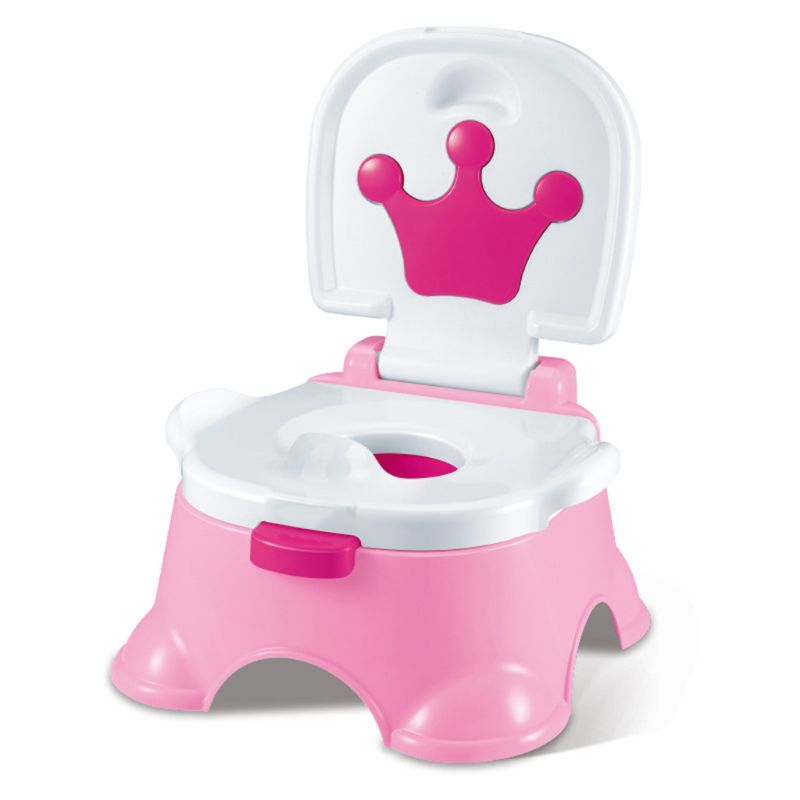 Childrens Boys Girls Toilet Seat Cute Cartoon Crown Multifunction Training Learning Potty with Footstool Infants Kids Foldable O: A