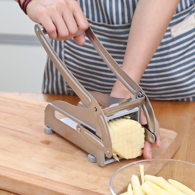 Kartoffelkutter frugtgrøntsag fransk stegchopper værktøj med 2 knive manuel kutter kartoffelskræller værktøj køkken tilbehør