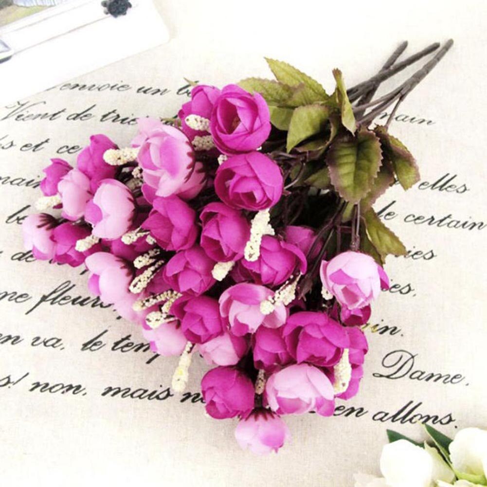 Flores de rosas de seda artificiales para el hogar 18 cabezas de flores Camelia decoración de ramo de peonía