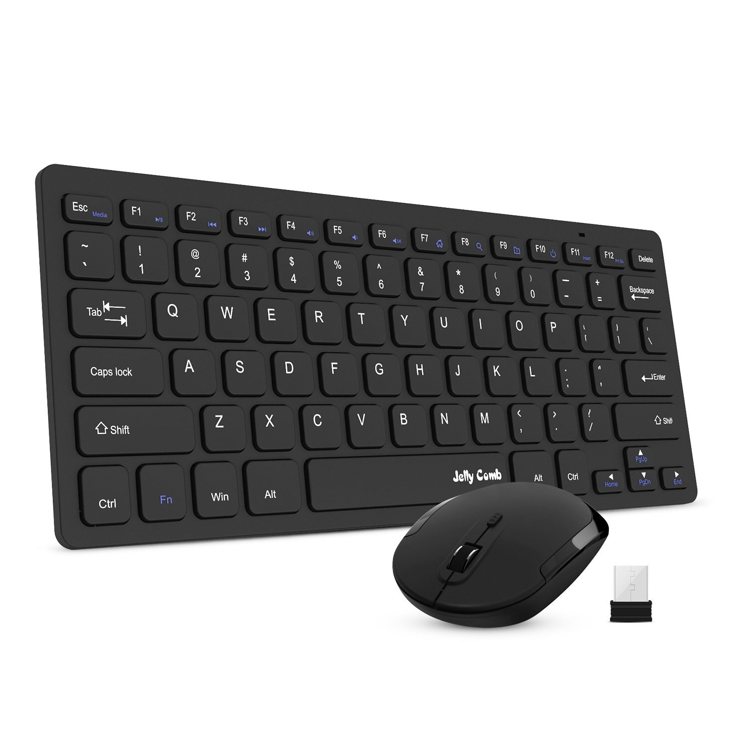 Jelly Comb 2.4G Wireless Keyboard and Mouse Slim Compact Quiet Small Keyboard and Mouse Combo for Windows Laptop PC Notebook