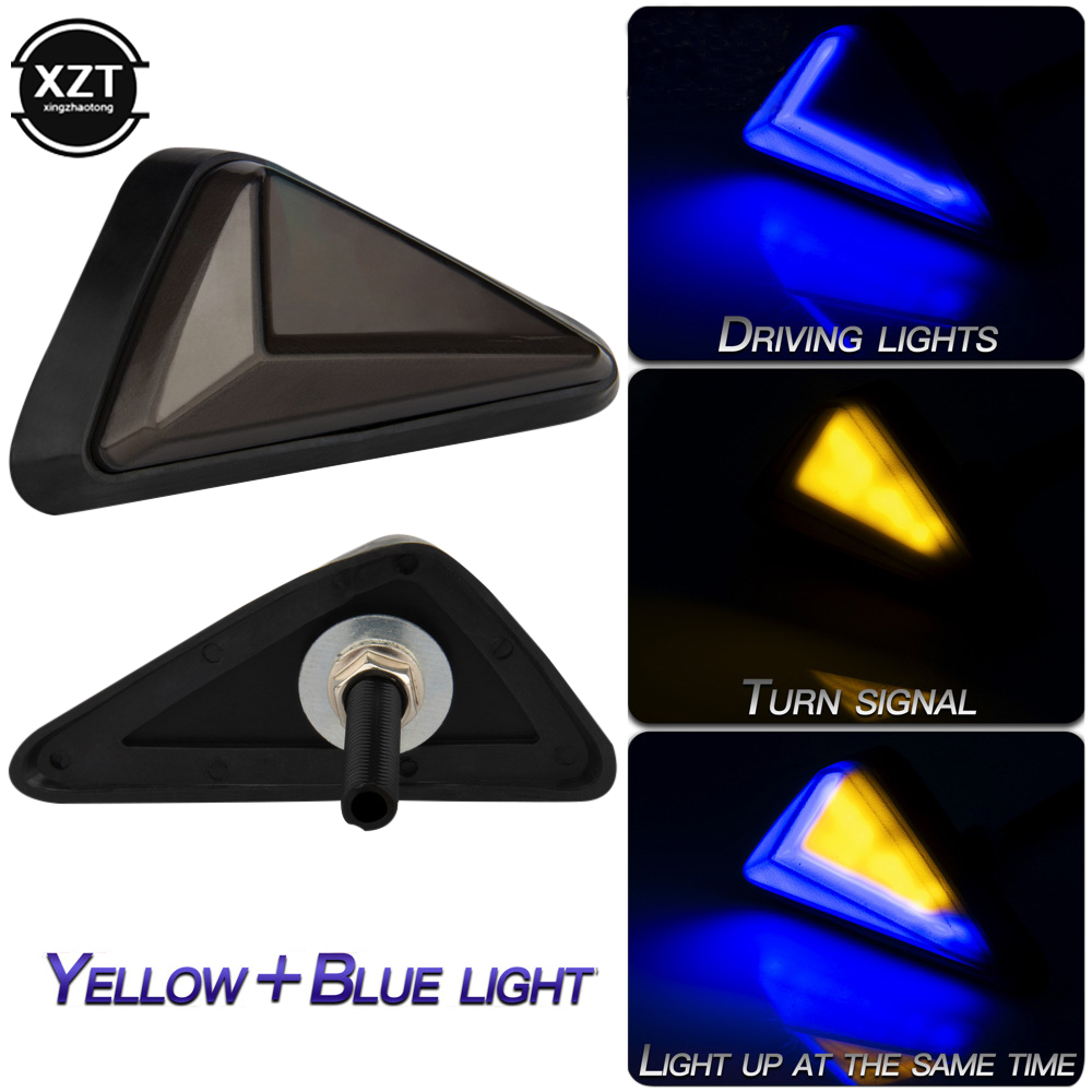 Luz LED de intermitente para motocicleta, triángulo Universal, indicador impermeable, luz intermitente, luz de señal integrada, 2 uds.: Azul