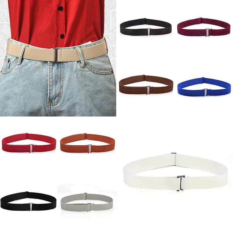 Elastische Stretch Taille Riem Platte Gesp Vrouwen Effen Kleur Zachte Onzichtbare Jeans Broek Riem No Show Verstelbare Size Elastische Band