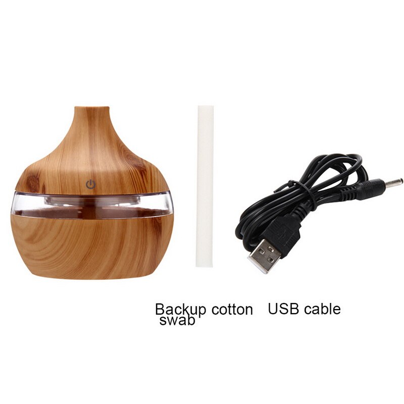 300ML Electric Humidifier Essential Aroma Oil Diffuser Ultrasonic Wood Grain Air Humidifier USB Mini Mist Maker for Office