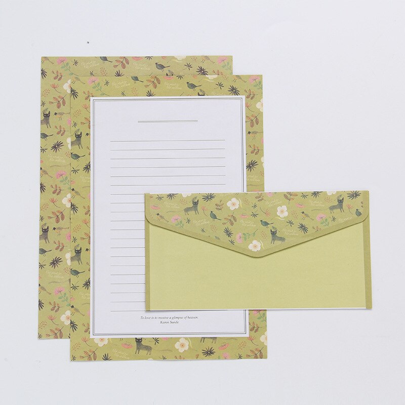 EZONE A5 6Stck Schreiben Papier + 3Stck Umschlag setzt SchöNe Blume aufbringen Linie Seite Literarischen Stil Schreibwaren Papier knapp Papier