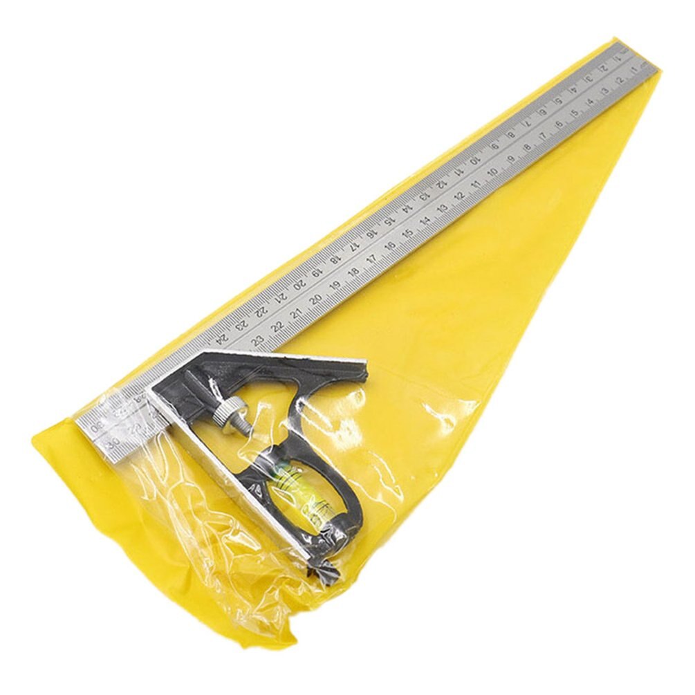 Square Ruler Set Kit 300mm 45/90 Degree Adjustable Engineers Combination Try None Right Angle Ruler with Spirit Level & Scriber