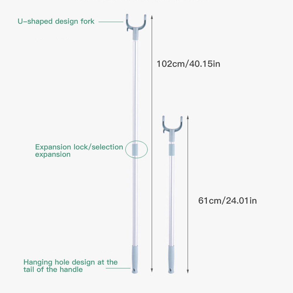 Aluminum balcony fork pole the hangers for clothes pole retractable pole drying pole fork dress stick space saving clothing rack