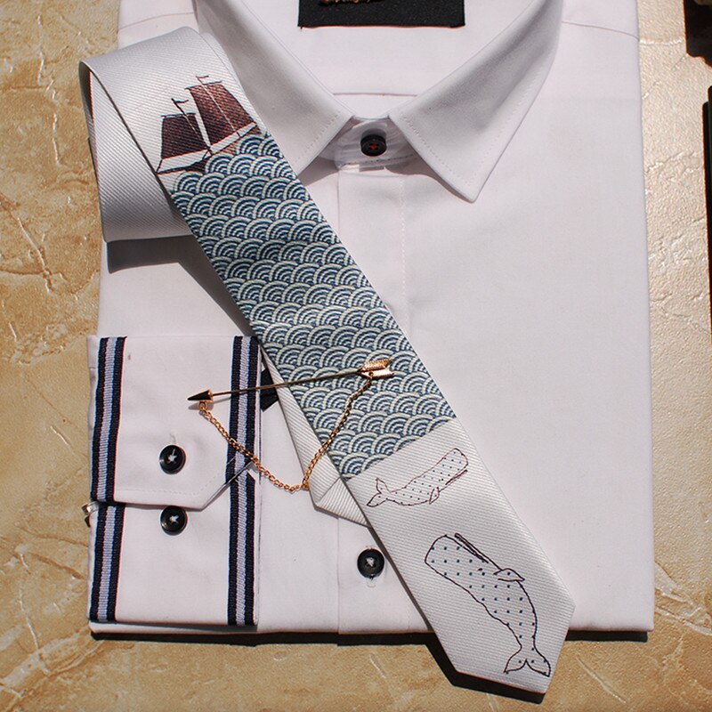 men tie 7CM blue boy original brand handmade silk neck ties for wedding party business: Sky Blue