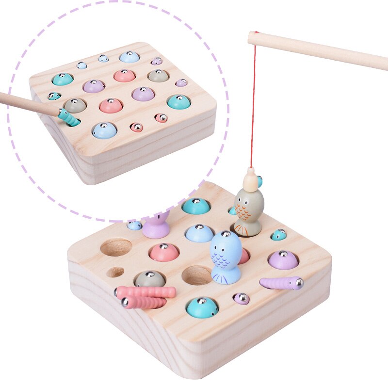 Baby Houten Speelgoed Digit Netic Games Vissen Speelgoed Game Vangst Worm Educatief Puzzel Speelgoed Voor Kinderen Meisje