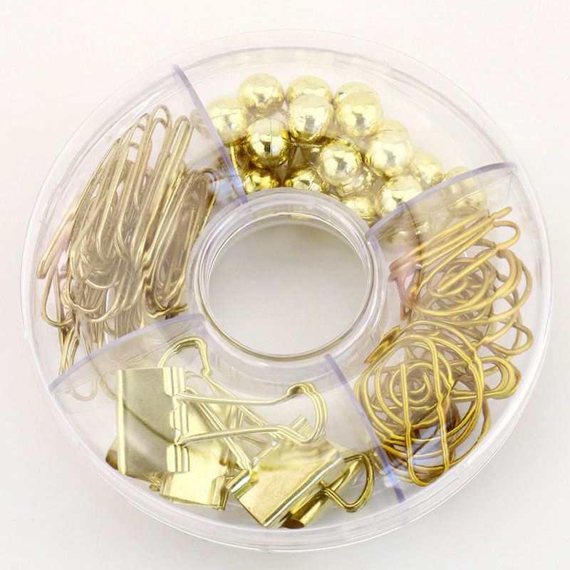 Lot de 65 trombones décoratifs, punaises multi-types, pinces à longue queue, trombone, pince à papier pour l'école, la maison et le bureau (g