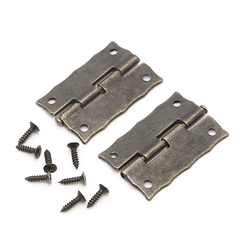 2Stck Antiquität Bronze- Kabinett Möbel Tür Schublade Schmuck Kasten Scharniere 35x28mm retro