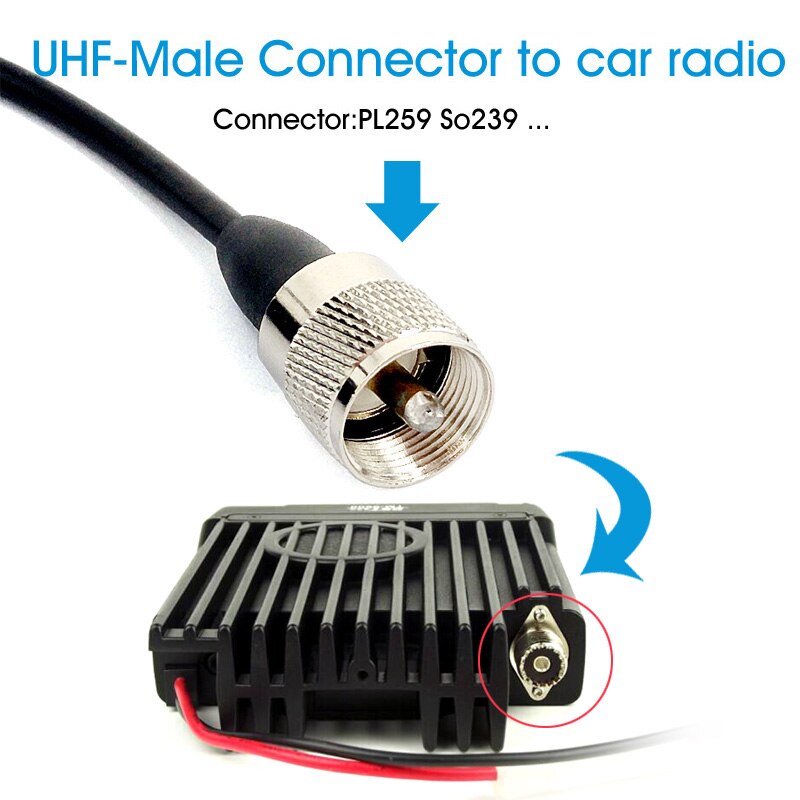 Base de montage magnétique et connecteur BNC pour talkie-walkie, Radio de voiture, antenne double bande VHF UHF PL259, câble Coaxial de 5M