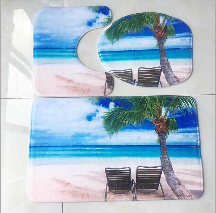 Flannel 3D Print Non Slip 3Pcs/Set Toilet Seat Cover WC Lid Toilet Cover Bathroom Pad Floor Mat Rug Carpet Vloerkleed ZCL512: 13