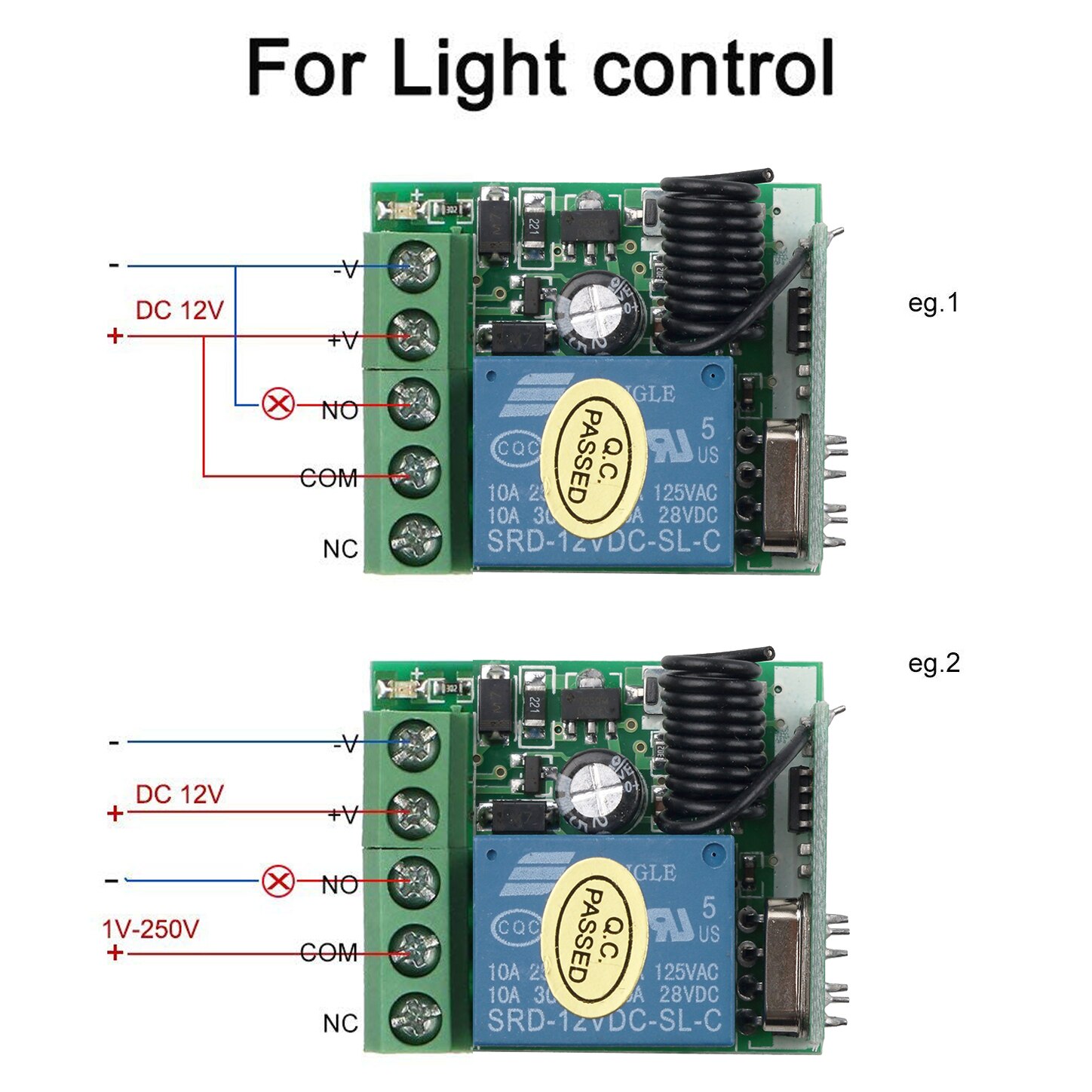 1CH Rf Relais Ontvanger Controller 433Mhz Afstandsbediening Schakelaar Voor Licht Auto Garagedeur Ac 85V ~ 250V 110V 220V