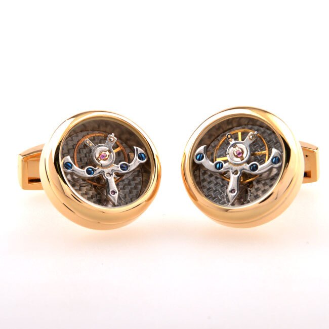 Lepton relógio mecânico funcional, turbilhão de abotoaduras masculino, botões de punho francês para homens, presente com frete grátis