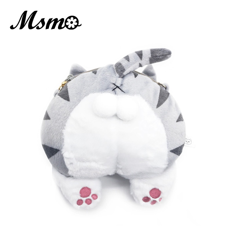 Bolso de gato súper bonito, bandolera mullida con trasero, bandolera de felpa con Gato de animales, bolso de bola de gatito, monedero