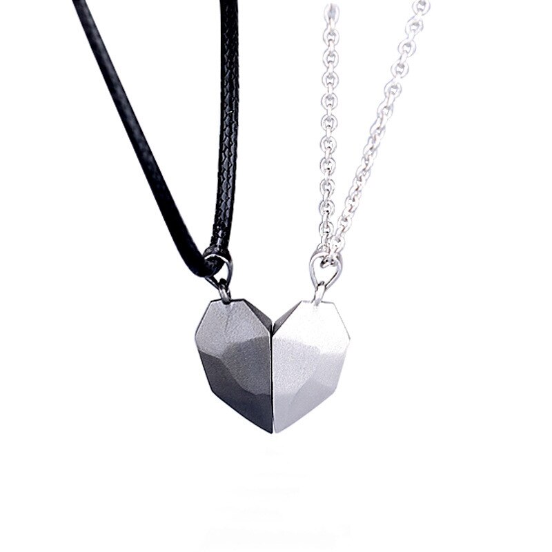 2 stk ønskesten magnetiske par armbånd halskæder til kvinder mænd elskere attraktivt hjerte vedhæng magnet armbånd halskæde: Halskæde a