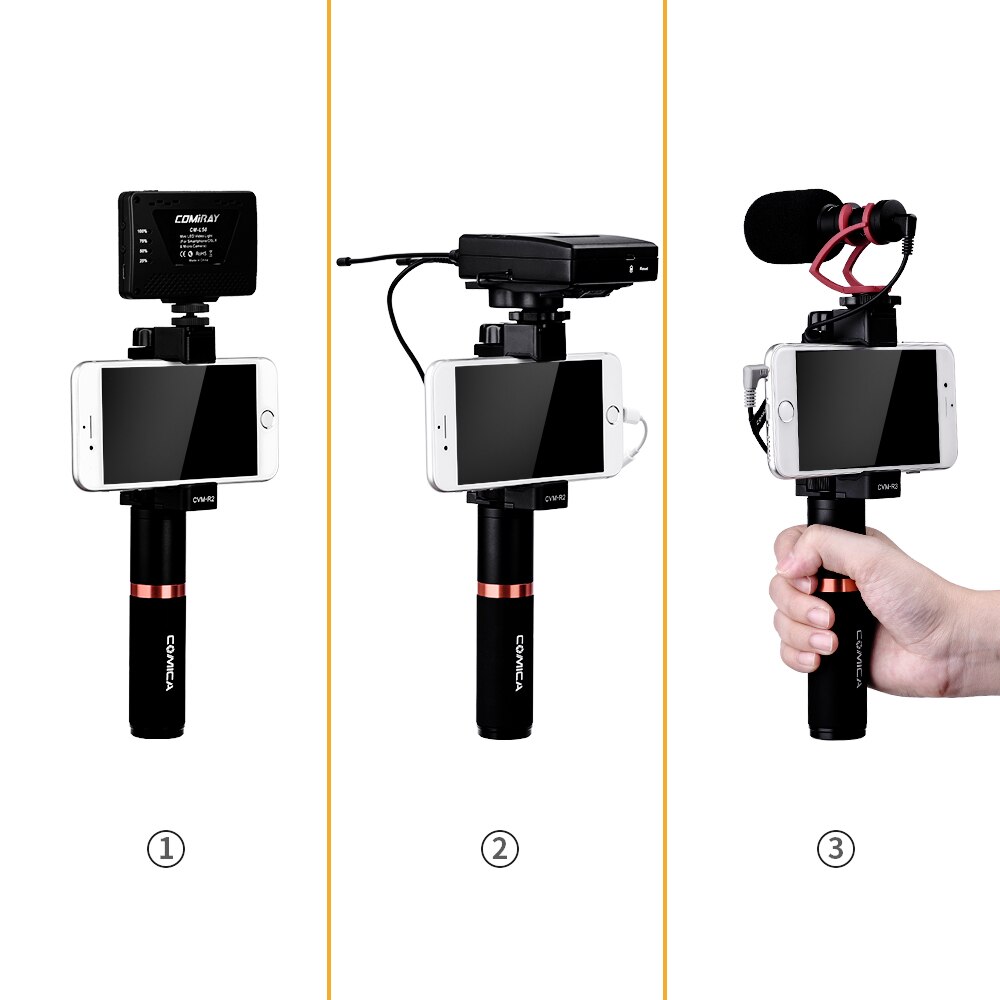 Comica CVM-R3 CVM-R2 Smartphone Video Rig Hand Grip Handle Stabilizer Kit for iPhone X 8 7 6s Plus for Samsung Huawei