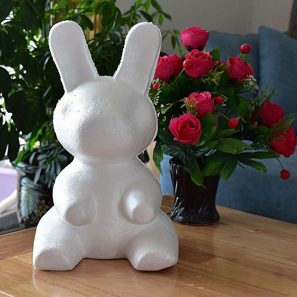 2pcs DIY Foam Rabbit Mold Decorative Foam Rabbit Mold Lovely Modeling Foaming DIY White Embryo Foam Flower Arrangement Model