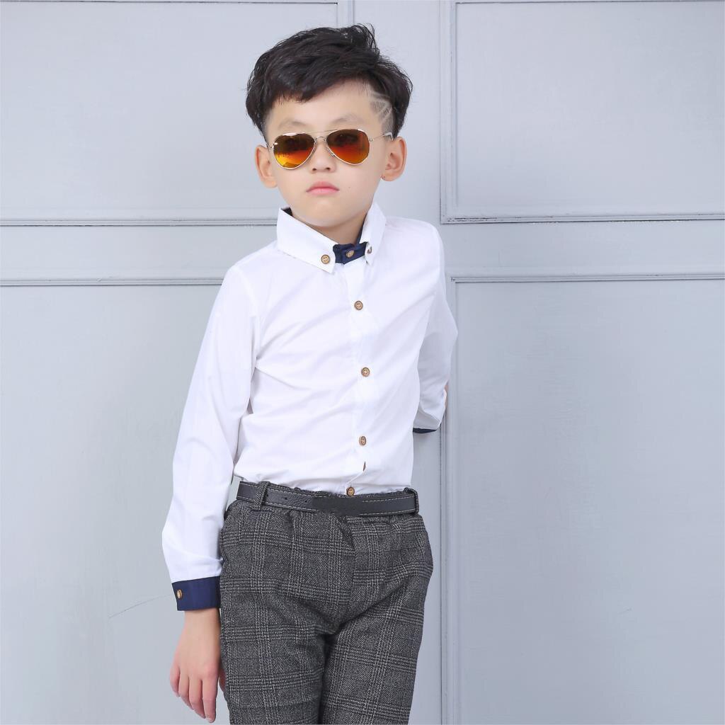 Chemise blanche à manches longues pour garçon, vêtement de mariage, décontracté, pour adolescent, école, fête, N8, printemps