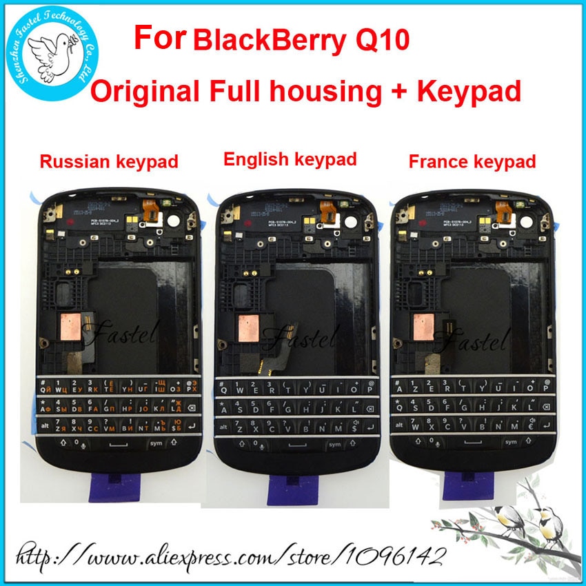Voor blackberry  q10 originele volledige complete mobiele telefoonbehuizing + frame cover case + russisch frans engels toetsenbord met flex