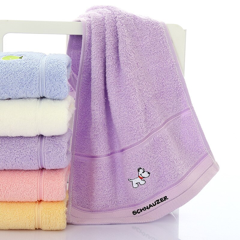Pure Cotton Children Towel Cartoon Patterns Face Towel Children Wash Small Towel Kindergarten Children Towel Saliva Towel: Purple puppy