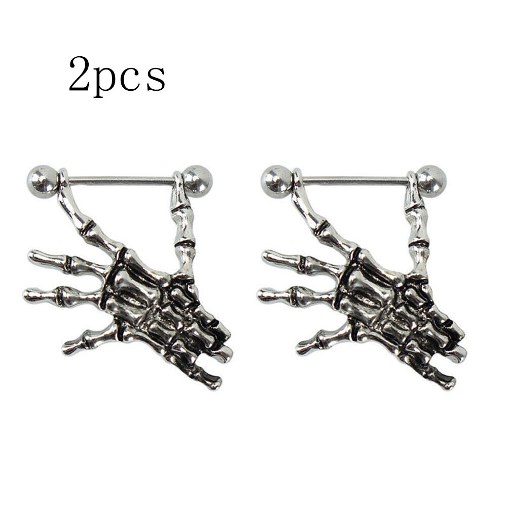 2 pièces mamelon Piercing Barbell 14G crâne fleur flèche mamelon bouclier charmant mamelon anneaux pour les femmes corps Piercing bijoux: 1