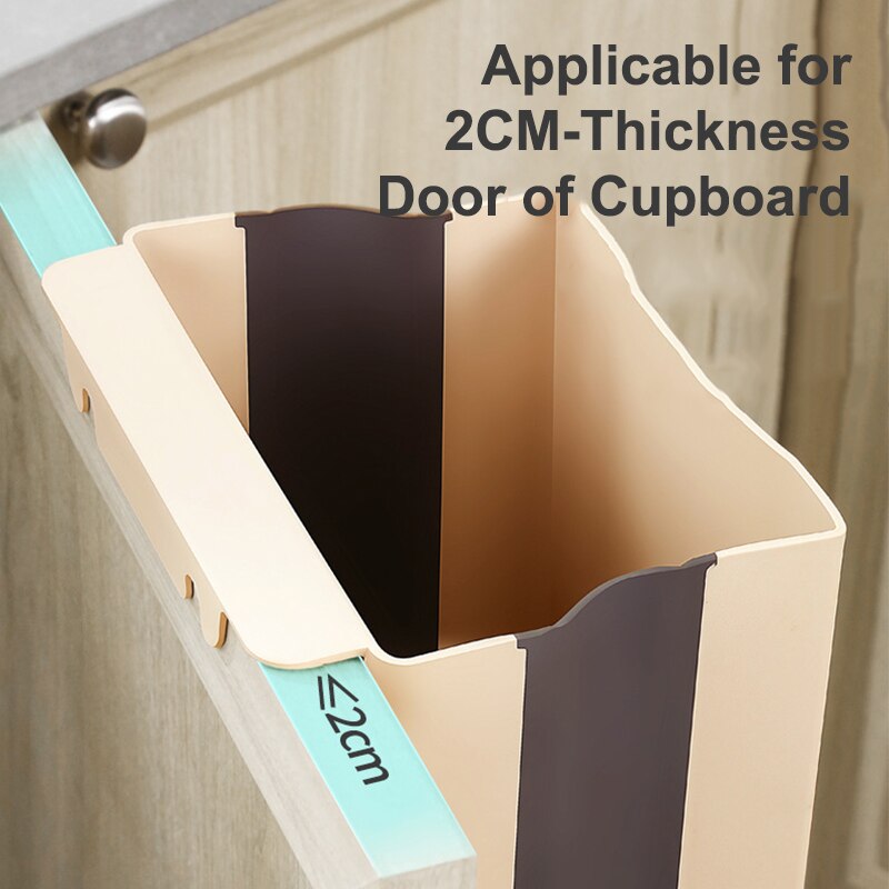 Wall Mounted Folding Waste Bin Kitchen Cabinet Door Hanging Trash Bin Garbage Car Trash Can Wall Mounted Foldable Cleaning