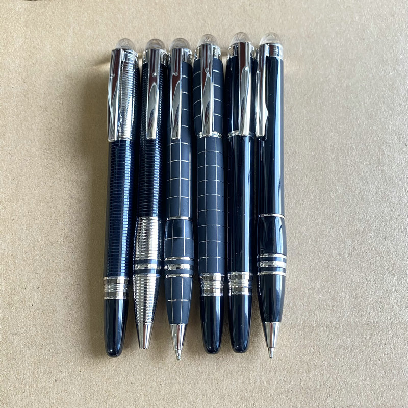 Caneta esferográfica minimalista de metal SW MB Geometria de platina - Rollerball com aderência de borracha Presente de escrita de escritório premium