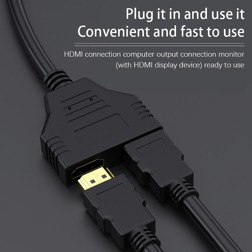Hdmi-splitterkabel hane 1080p till dubbel hdmi hona 1 to 2- vägs hdmi-splitteradapterkabel, stöder två tv-apparater samtidigt