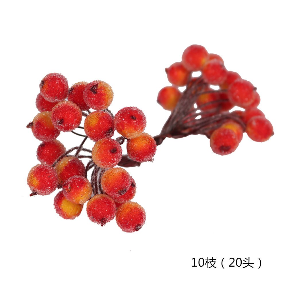 6/12/90/400 stk blandet oransje kunstig blomst kirsebær stamen bær bunt gjør-det-selv jul bryllupskake boks kranser dekor: 6. 10 stk