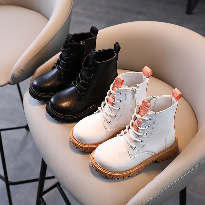 CUZULLAA-Botas altas con cordones para niños y niñas, botines a la , de otoño, talla 26-35
