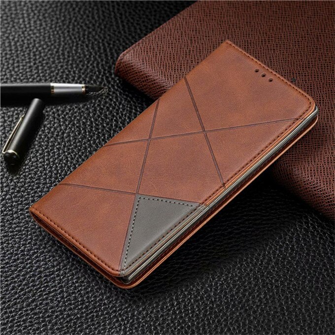 6 colors Luxury geometric business Magnetic holster For Nokia 2.2 3.2 1plus 4.2 6.2 7.2 Card slot flip stand Cover case: For nokia 3.2 / brown