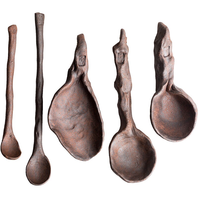 Creativity Coffee Tea Spoons Hand-made Ceramics Retro Teaspoon Seasoning Sugar Jam Large Long Handle Mixing Spoon