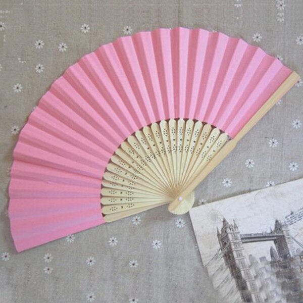Sommer mini fan kinesisk bambus folding papir mønsterfri håndvifte hjem dekor