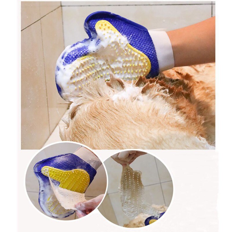 Rubberen handschoen voor het verwijderen van dierenharen, voor honden, paarden en katten, voor het wassen en masseren van dieren, voor het reinigen van katten, voor het verzorgen van dierenharen en voor het wassen van dieren.