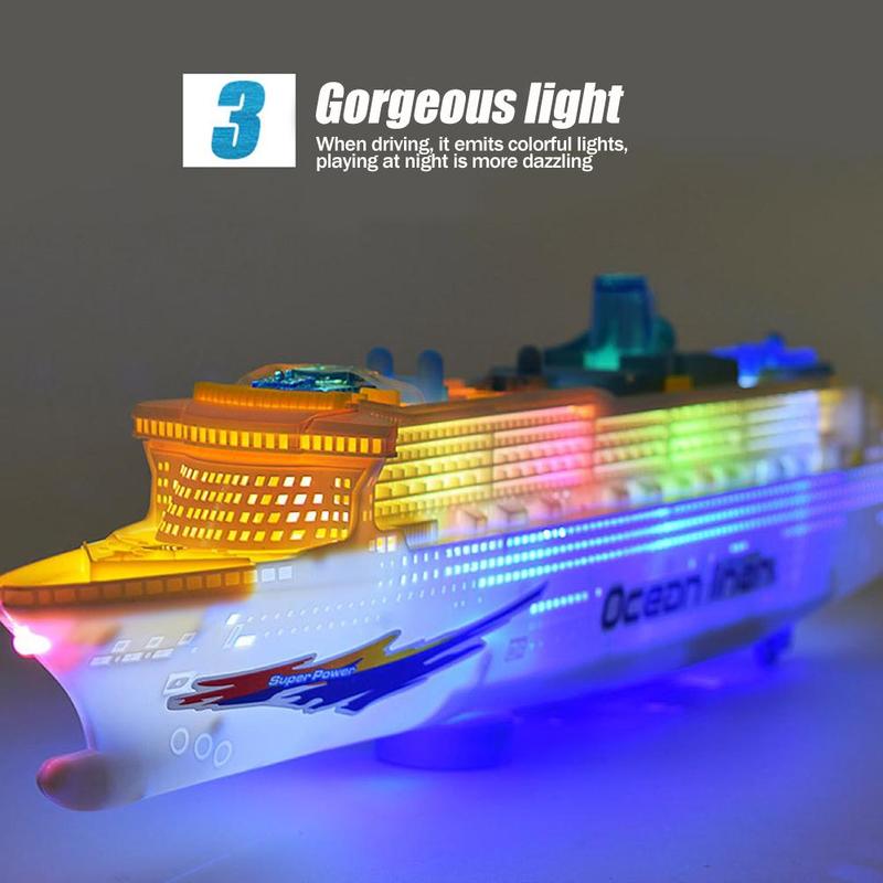 Simuleringsskibsmodel børns lysmusik krydstogtskib legetøj elektrisk skib universal  v2 e 2