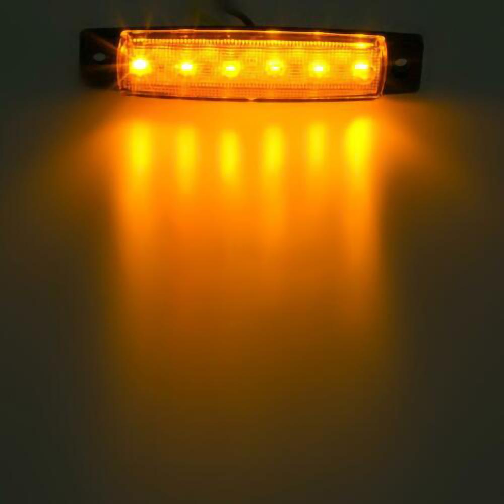 10 Pcs 6 LED 12V Amber Side Marker Lights Trailer Marker Lights Rear Side Marker Lamp Led Marker Lights for Trucks Signal light